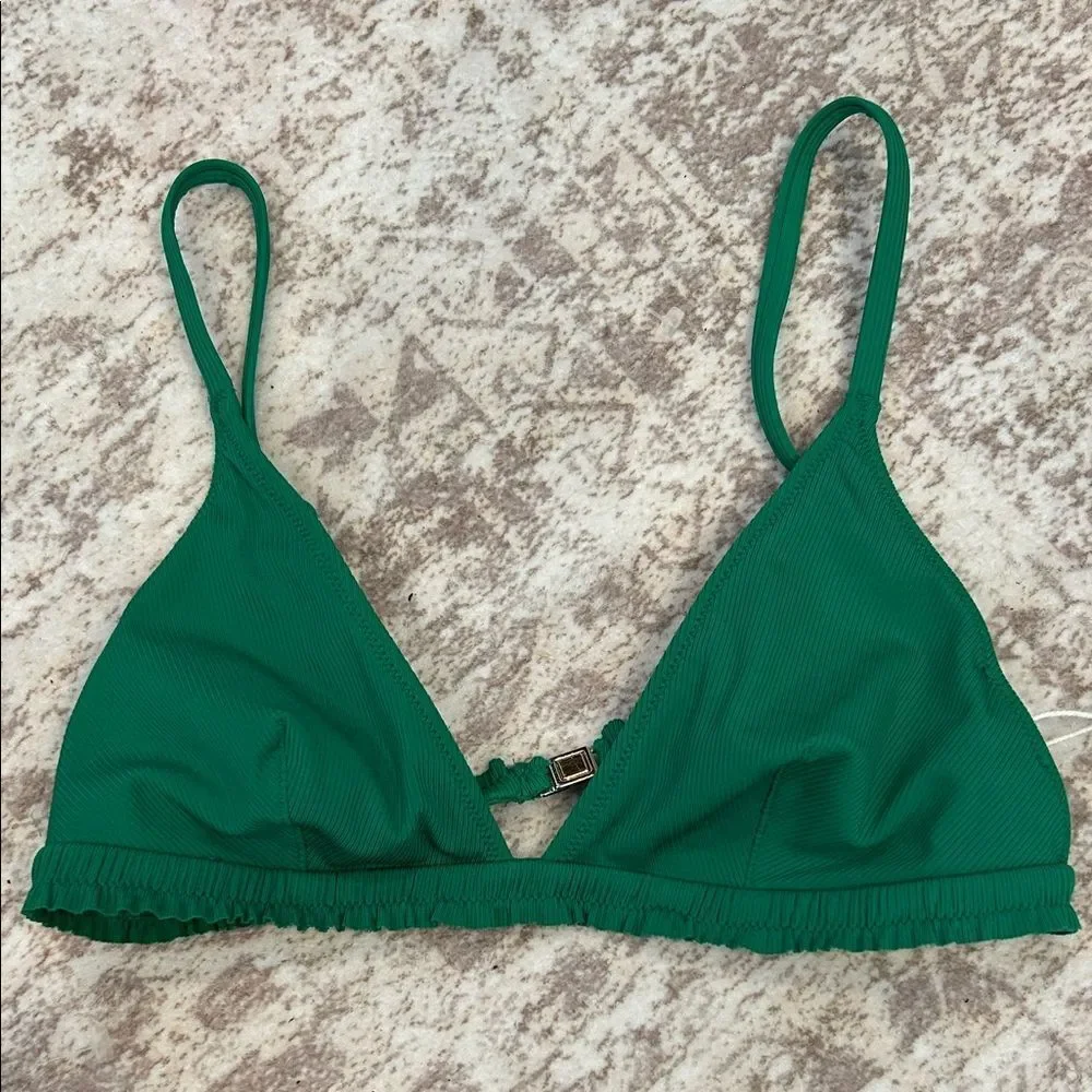 Sezane x YSE Green Triangle Bikini Top size 4, new with tags